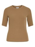VILA ROUND NECK SHORT SLEEVED TOP, Petrified Oak, highres - 14108417_PetrifiedOak_001.jpg