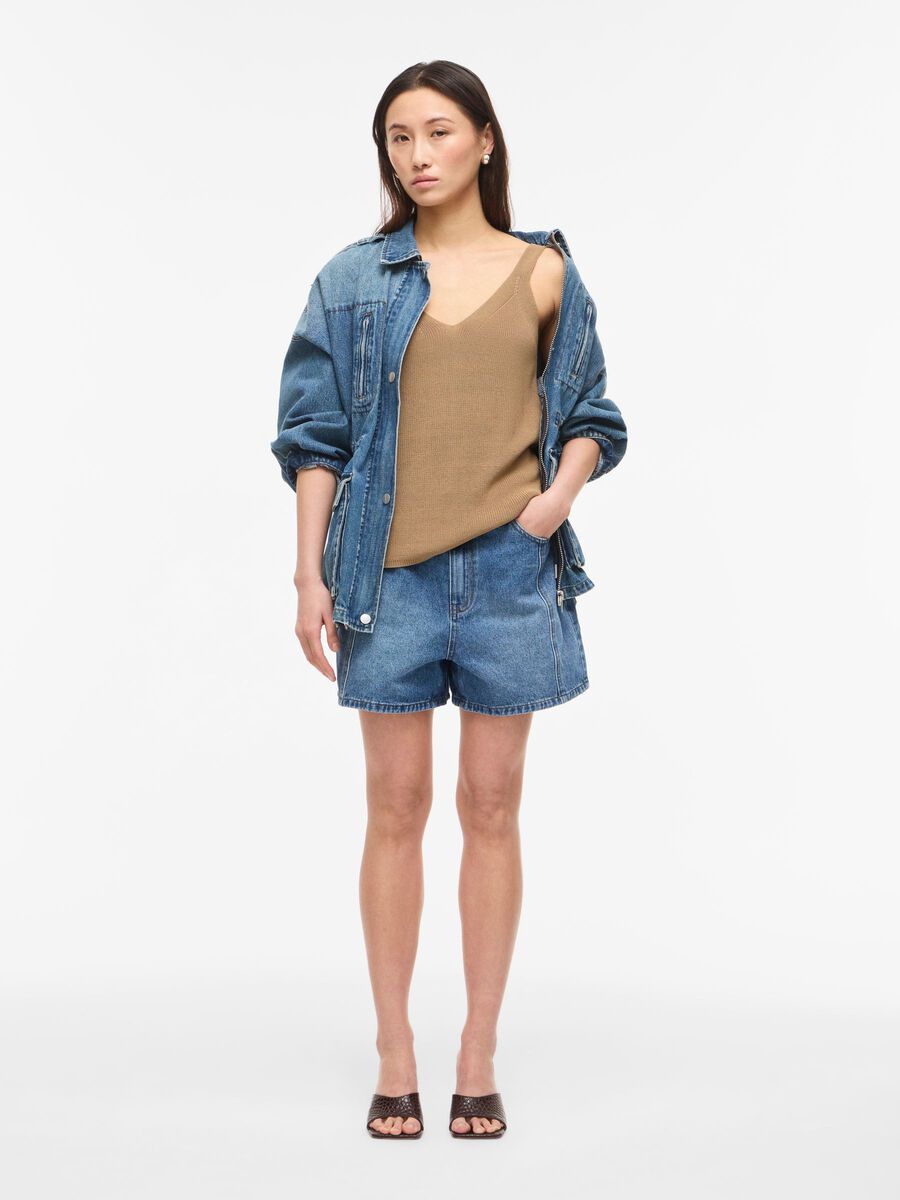 Product tile image - SLEEVELESS KNITTED TOP, Petrified Oak | 14114529_PetrifiedOak