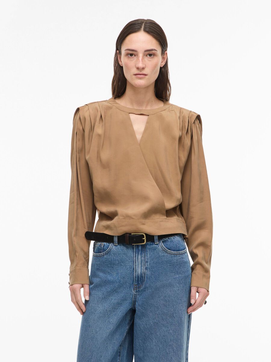 Product tile image - ROUND NECK LONG SLEEVED TOP, Ermine | 14113685_Ermine