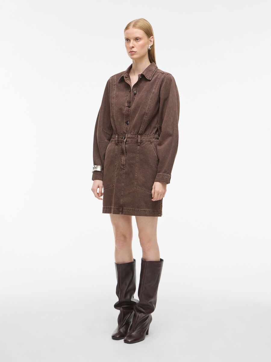 Product tile image - SHORT DENIM DRESS, Chicory Coffee | 14110478_ChicoryCoffee