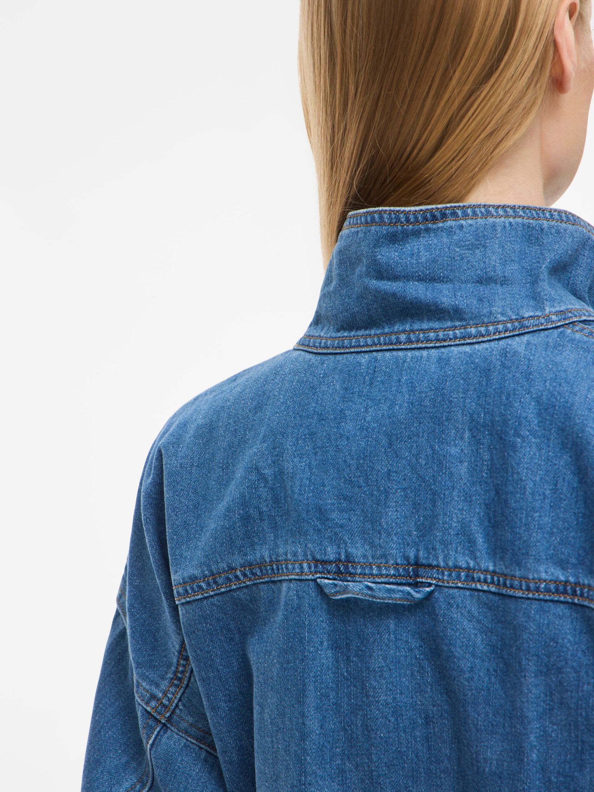 Carousel image - HIGH NECK DENIM SHIRT, Medium Blue Denim | 5