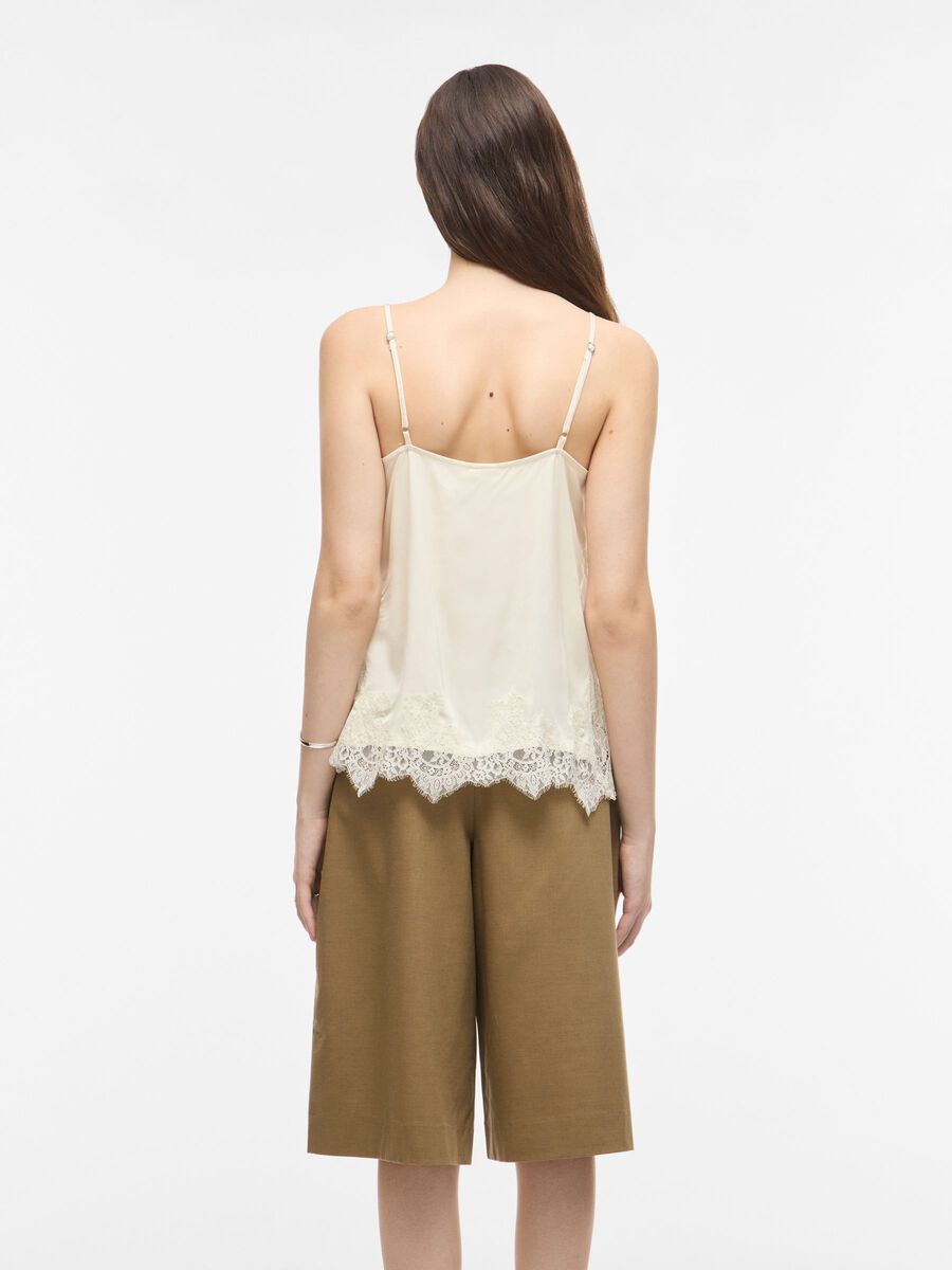Carousel image - LACE TRIM STRAP TOP, Birch | 2
