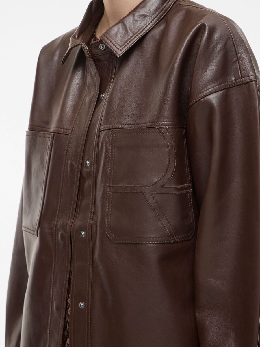 Carousel image - LONG SLEEVED LEATHER SHIRT, Chicory Coffee | 3