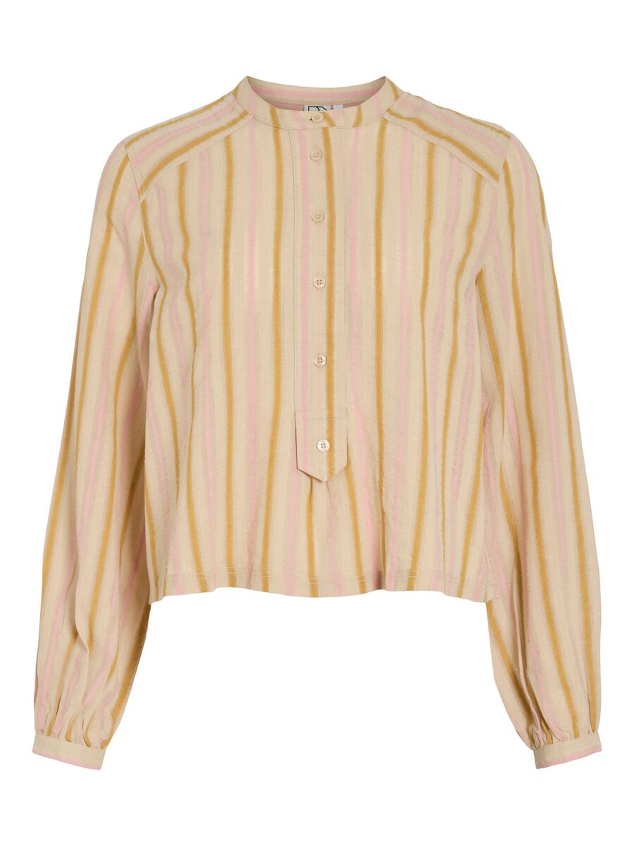 VILA STRIPED LONG SLEEVED SHIRT, Birch, highres - 14108787_Birch_1201170_001.jpg