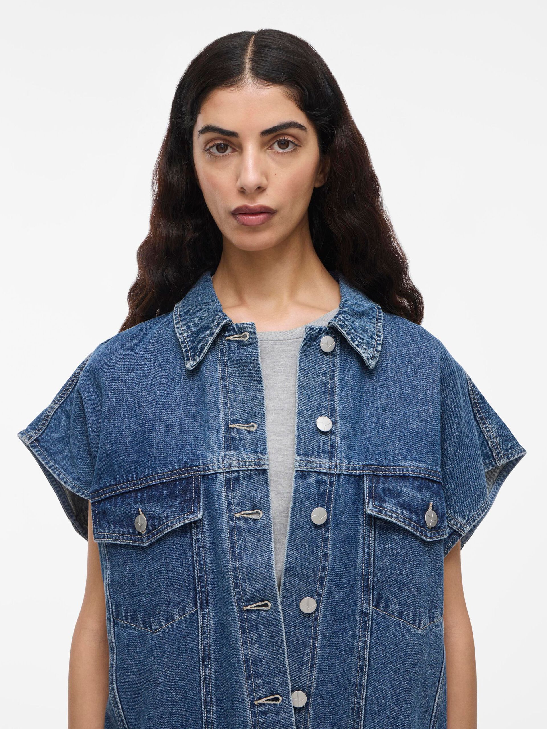 Carousel image - OVERSIZED DENIM VEST, Dark Medium Blue Denim | 5