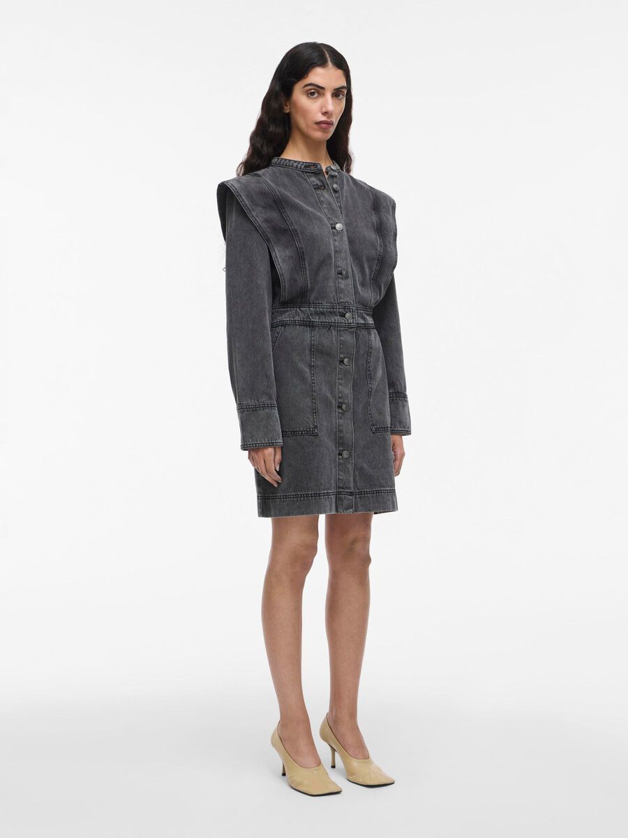 Product tile image - LONG SLEEVED DENIM DRESS, Meteorite | 14108592_Meteorite