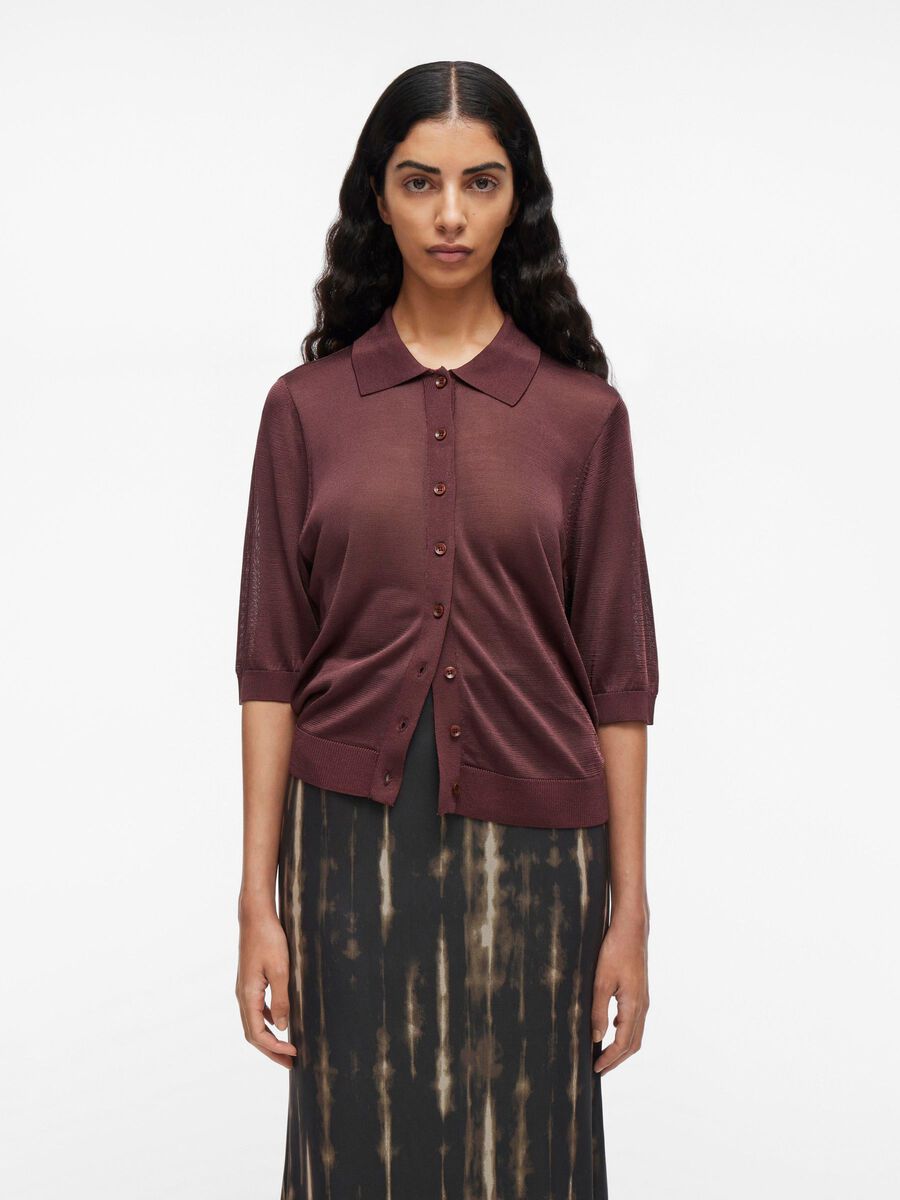 VILA KNITTED POLO SHIRT, Decadent Chocolate, highres - 14107741_DecadentChocolate_003.jpg