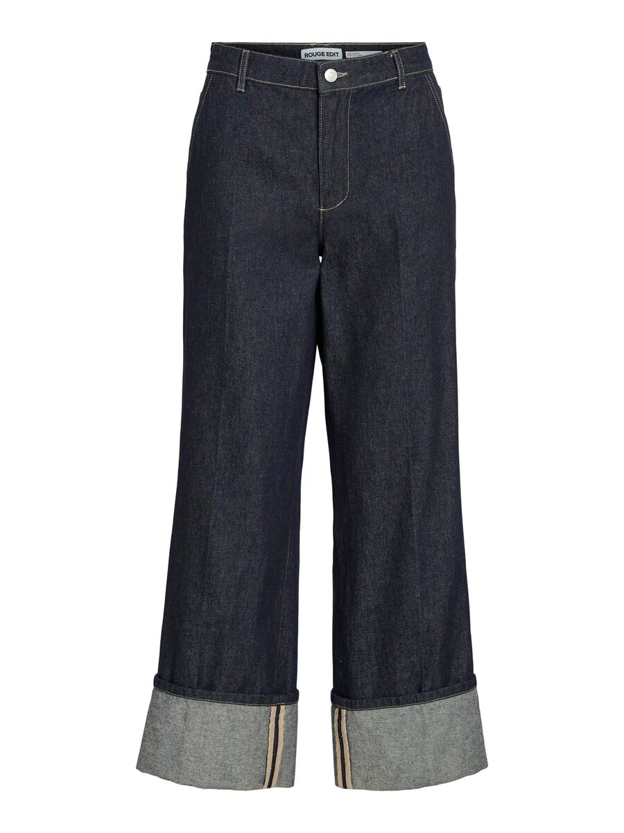VILA MID-WAIST STRAIGHT FIT JEANS, Dark Medium Blue Denim, highres - 14107756_DarkMediumBlueDenim_001.jpg