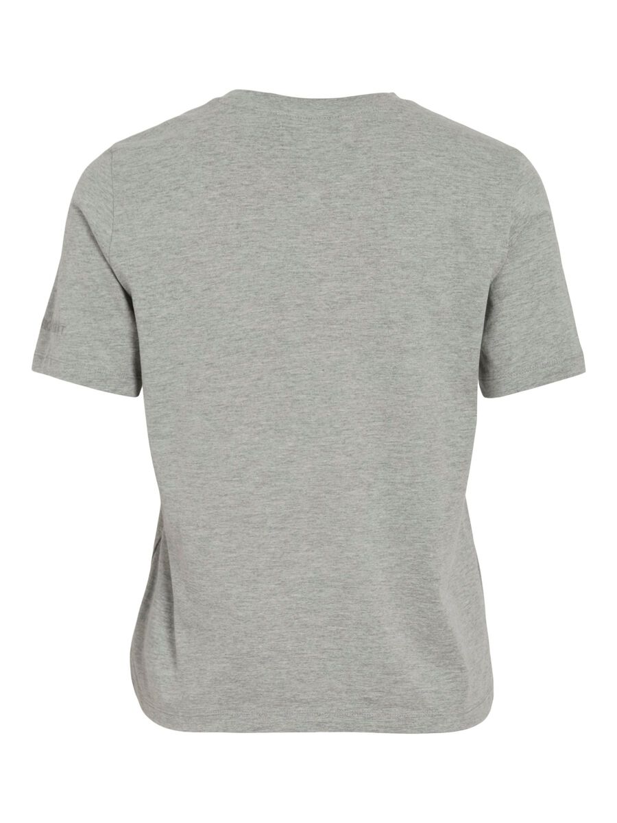 VILA COTTON T-SHIRT, Light Grey Melange, highres - 14109463_LightGreyMelange_002.jpg