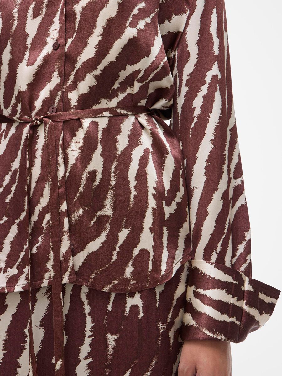 Carousel image - TIE-WAIST LONG SLEEVED SHIRT, Decadent Chocolate | 3