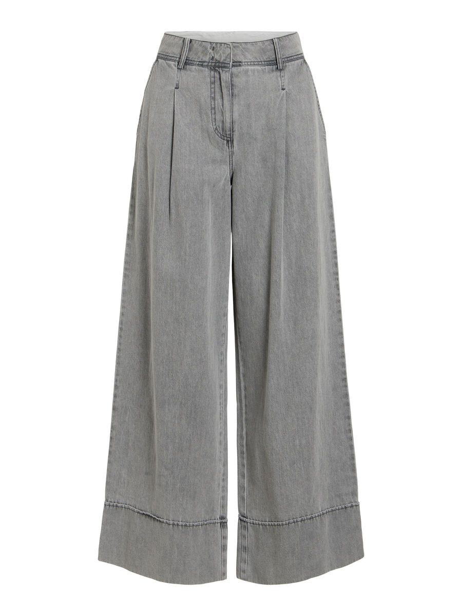 Product tile image MID-WAIST WIDE-LEG TROUSERS, Grey Denim 14114633_GreyDenim