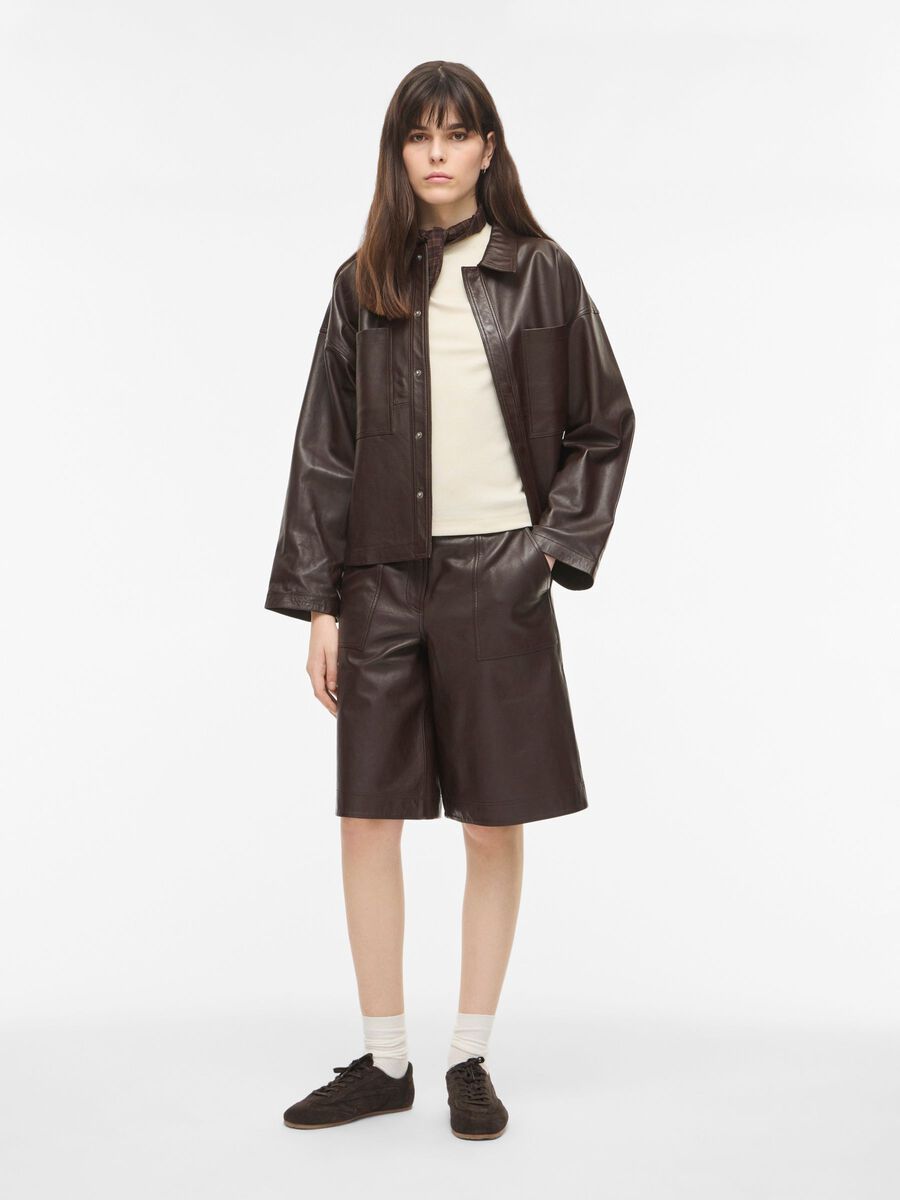 Product tile image - LEATHER OVERSHIRT, Seal Brown | 14116476_SealBrown