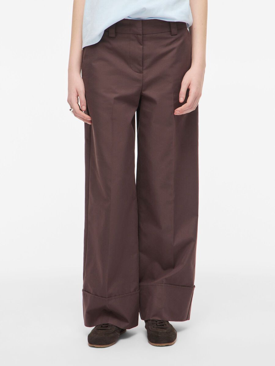 Product tile image - MID-WAIST WIDE-LEG TROUSERS, Seal Brown | 14116641_SealBrown
