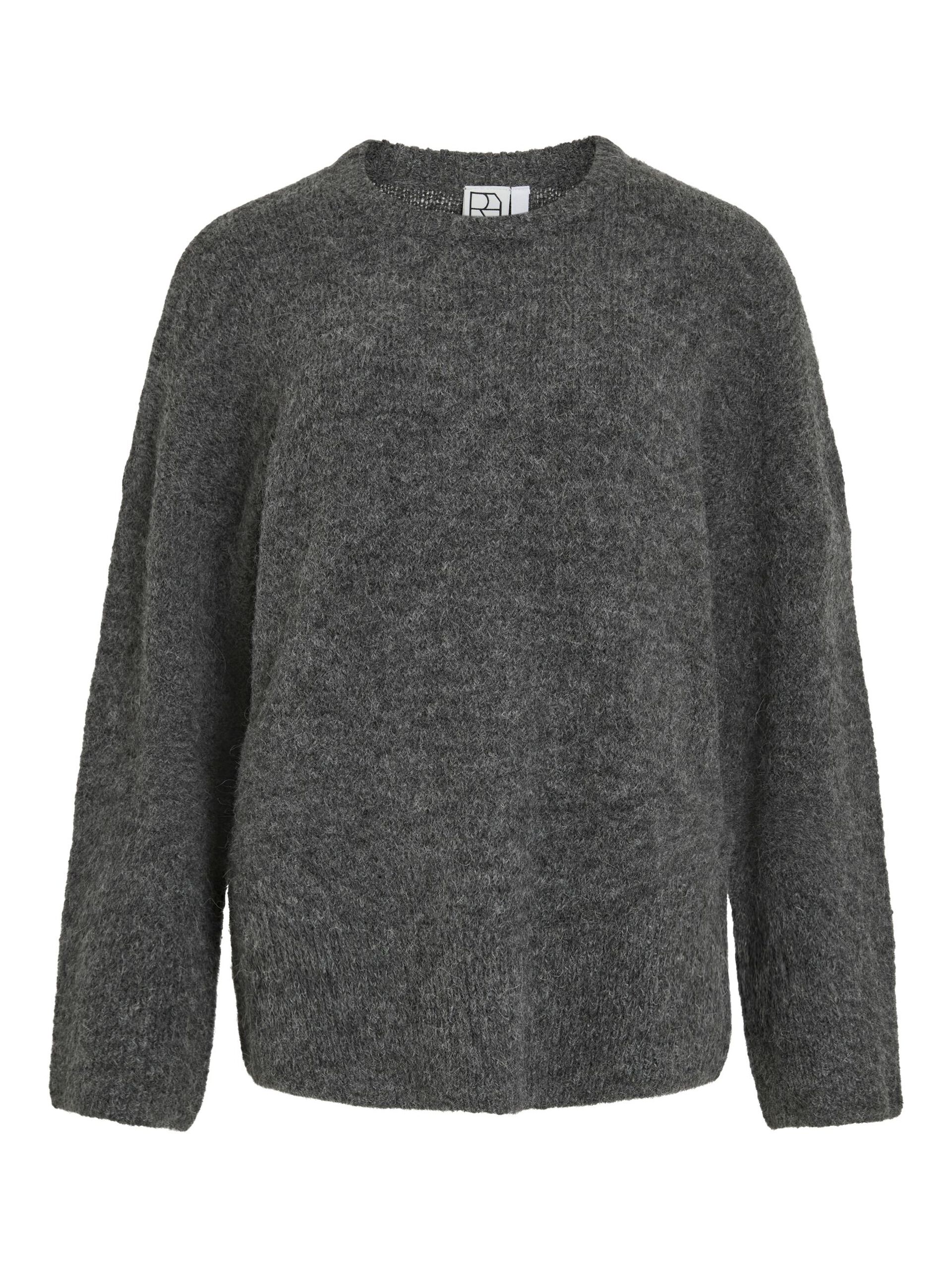 Carousel image - ROUND NECK KNITTED PULLOVER, Dark Grey Melange | 5