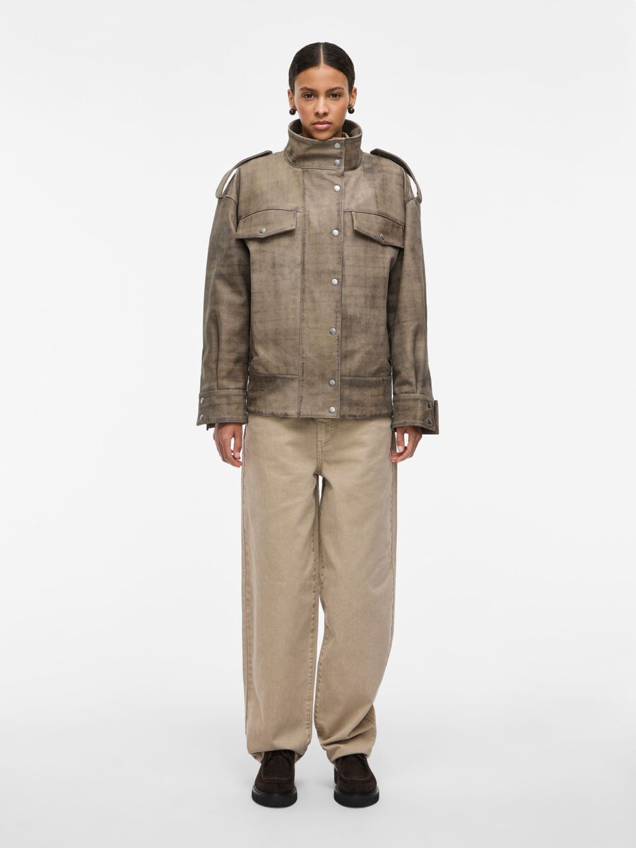 Product tile image - OVERSIZED LEATHER JACKET, Beige | 14112473_Beige_1239156