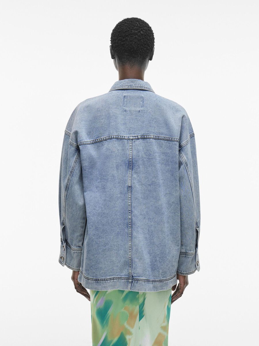 VILA BUTTONED DENIM JACKET, Light Blue Denim, highres - 14106268_LightBlueDenim_004.jpg