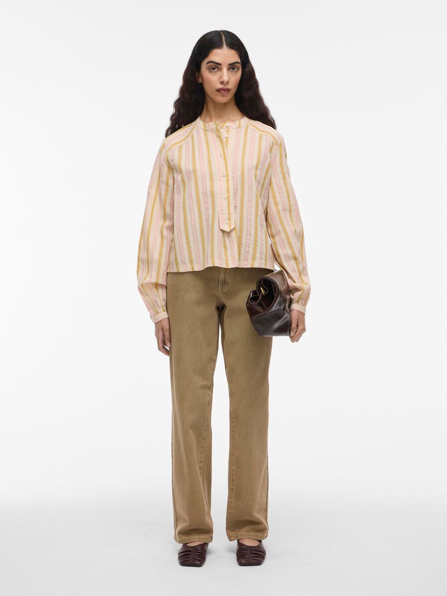 VILA STRIPED LONG SLEEVED SHIRT, Birch, highres - 14108787_Birch_1201170_005.jpg