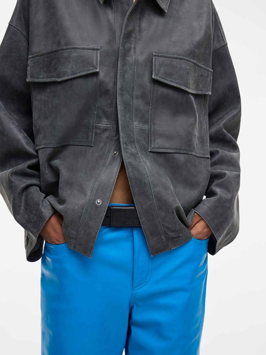 Carousel image - MID-WAIST LEATHER TROUSERS, Directoire Blue | 3