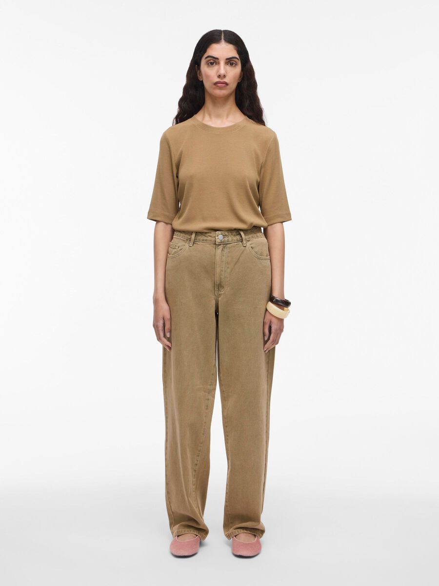 Product tile image - ROUND NECK SHORT SLEEVED TOP, Petrified Oak | 14108417_PetrifiedOak