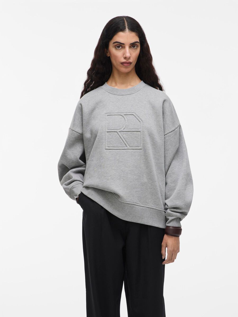 VILA LONG SLEEVED SWEATSHIRT, Light Grey Melange, highres - 14108181_LightGreyMelange_003.jpg