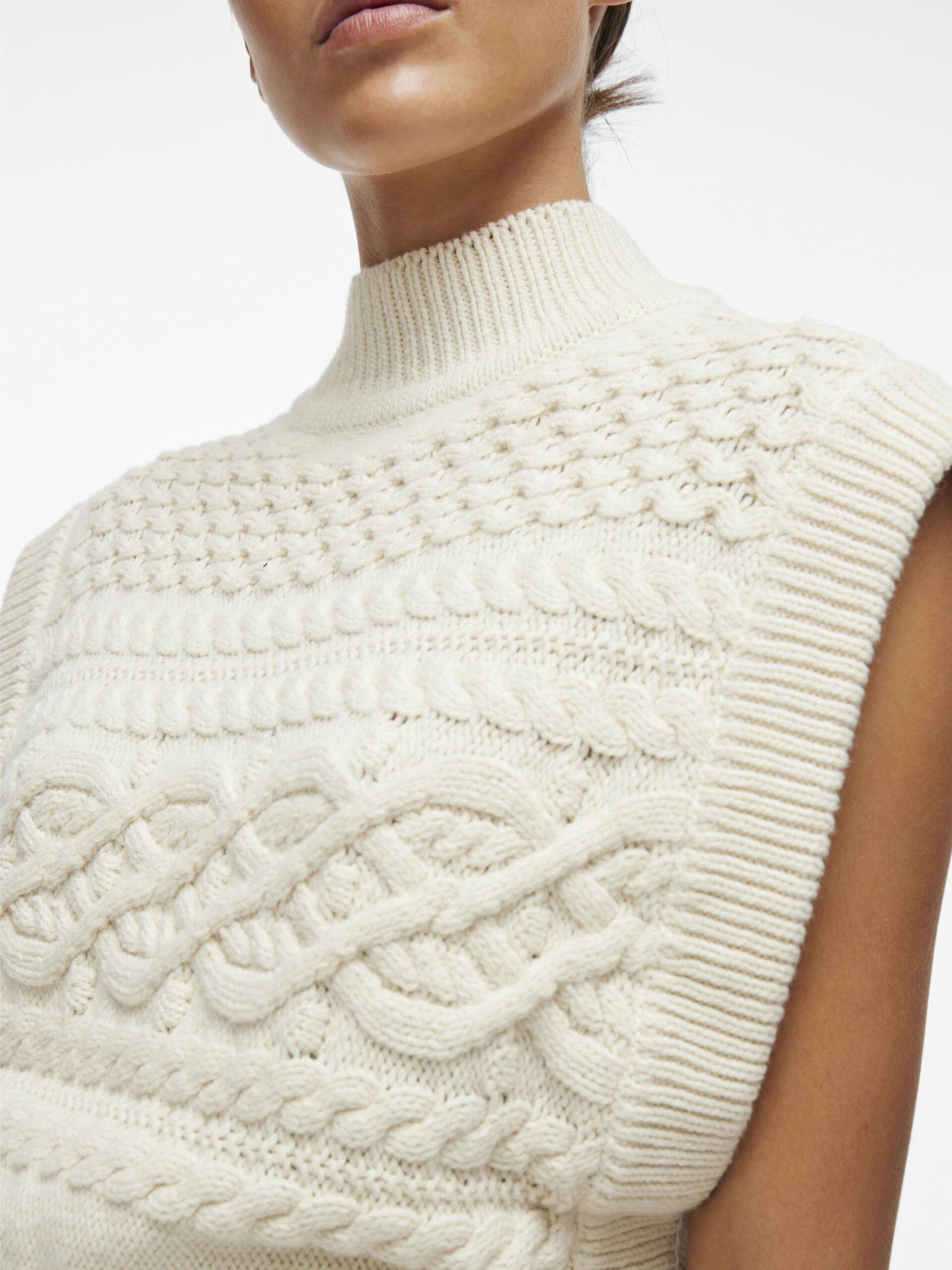 Carousel image - HIGH NECK KNITTED VEST, Birch | 3