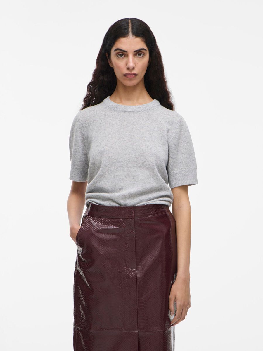 VILA WOOL BLEND KNITTED TOP, Light Grey Melange, highres - 14108560_LightGreyMelange_003.jpg