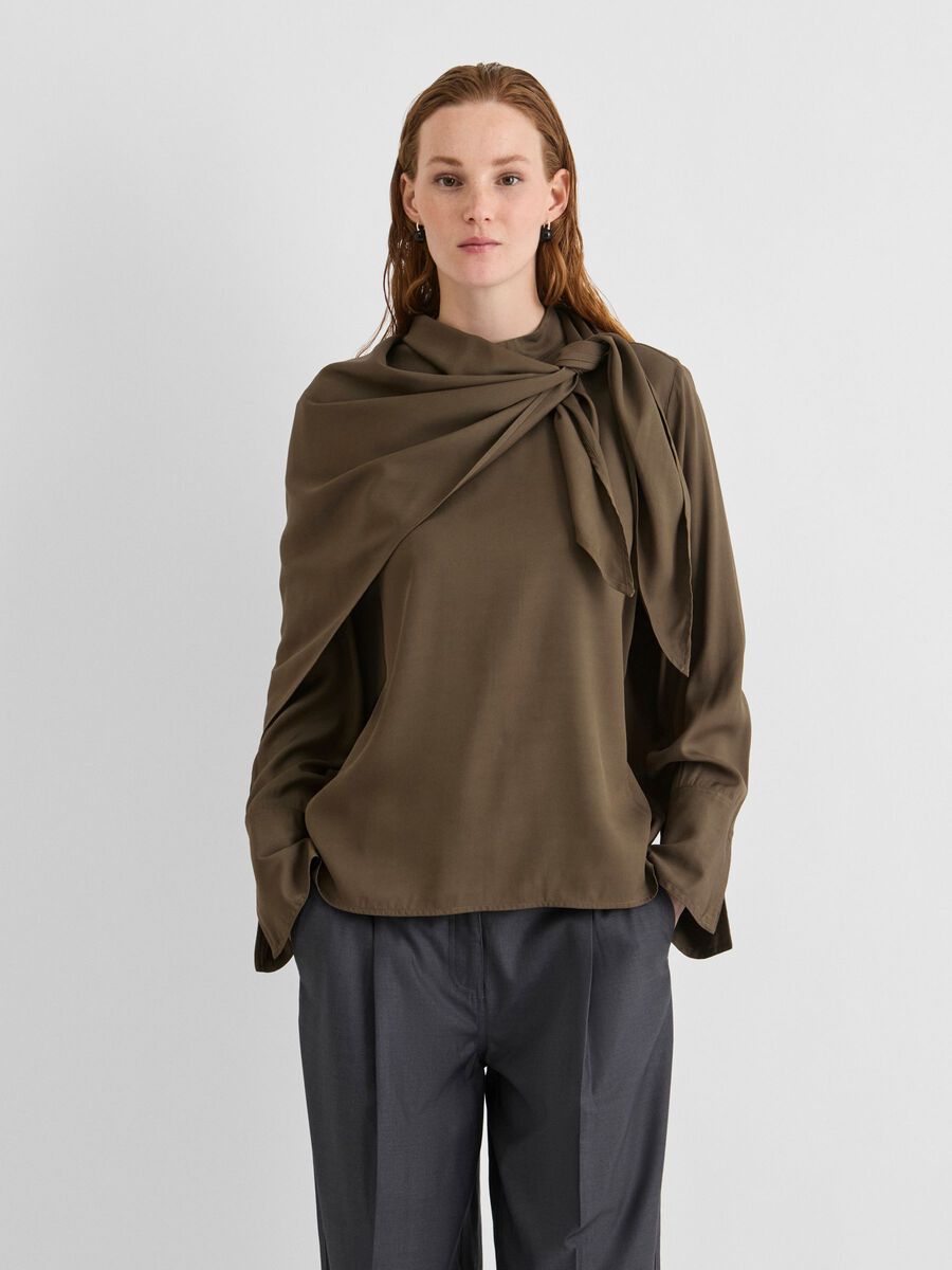 Carousel image 1 MANDARIN COLLAR LONG SLEEVED TOP, Canteen
