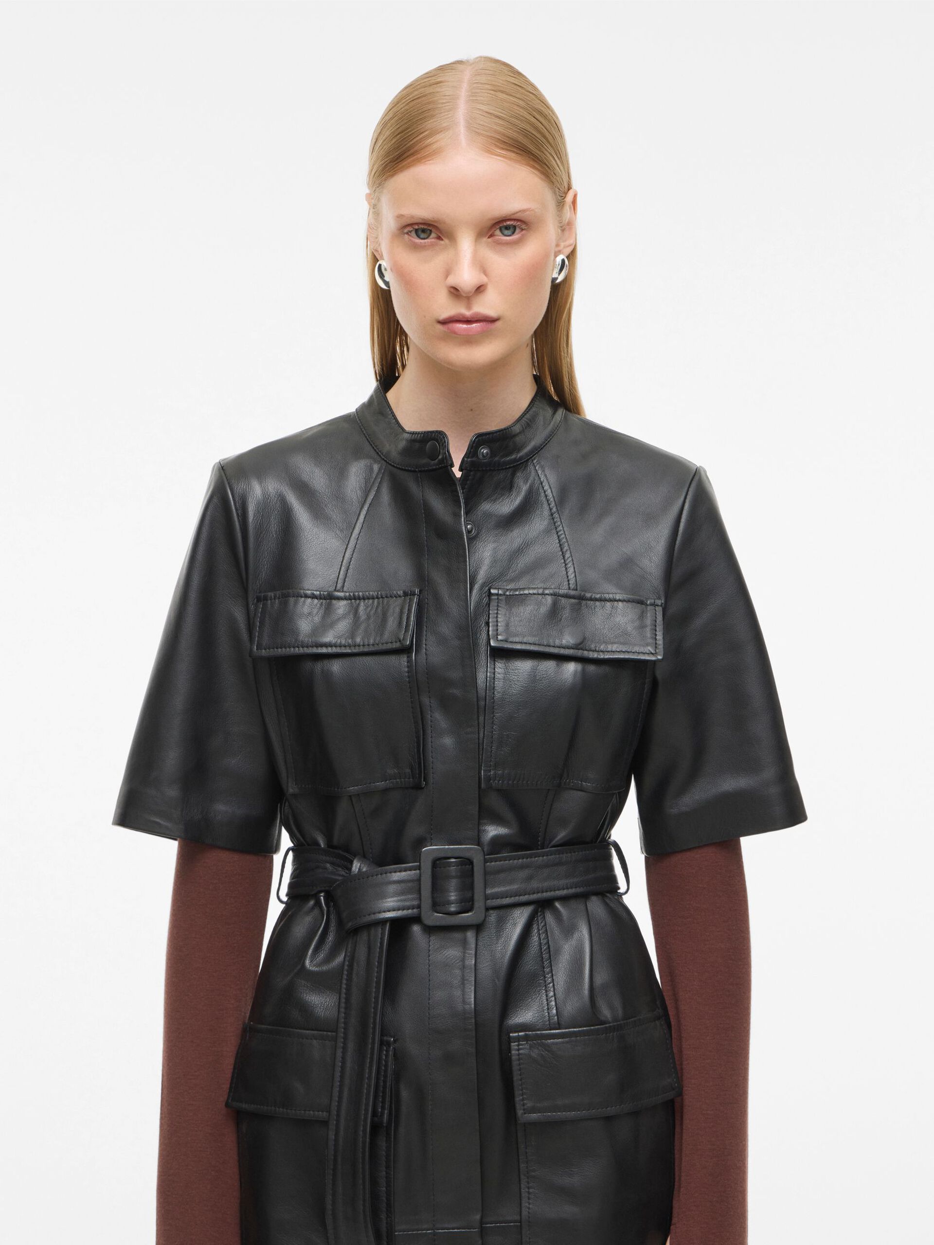Carousel image - LEATHER MIDI DRESS, Meteorite | 3