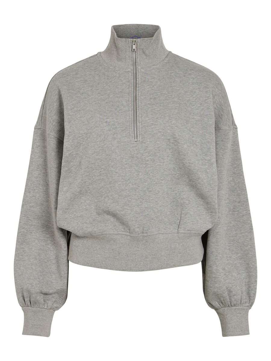 Product tile image HALF-ZIP SWEATSHIRT, Light Grey Melange 14120769_LightGreyMelange