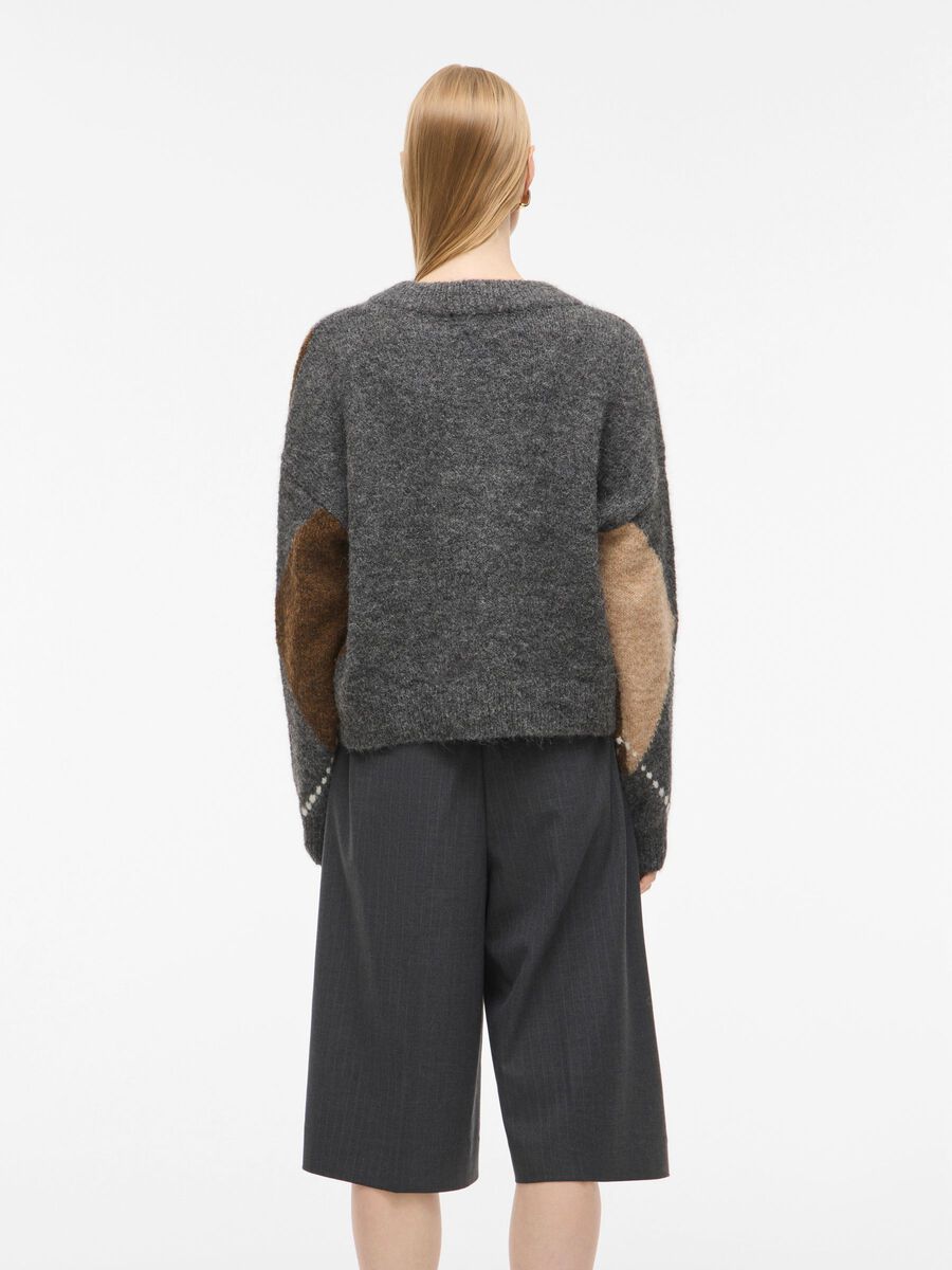 Carousel image - V-NECK KNITTED PULLOVER, Dark Grey Melange | 2