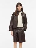 Product image thumbnail - LEATHER OVERSHIRT, Seal Brown | 1
