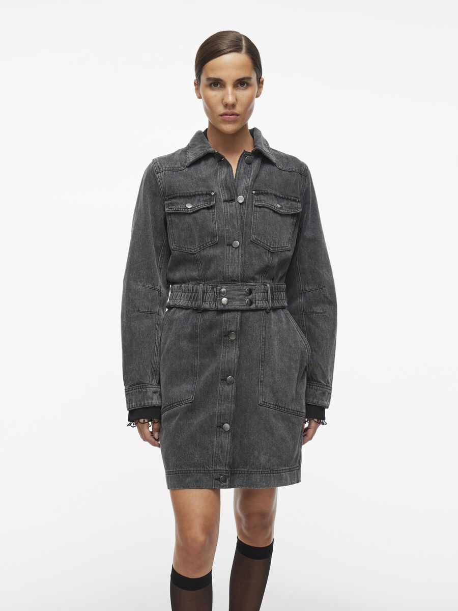 VILA SHORT DENIM DRESS, Meteorite, highres - 14103281_Meteorite_003.jpg