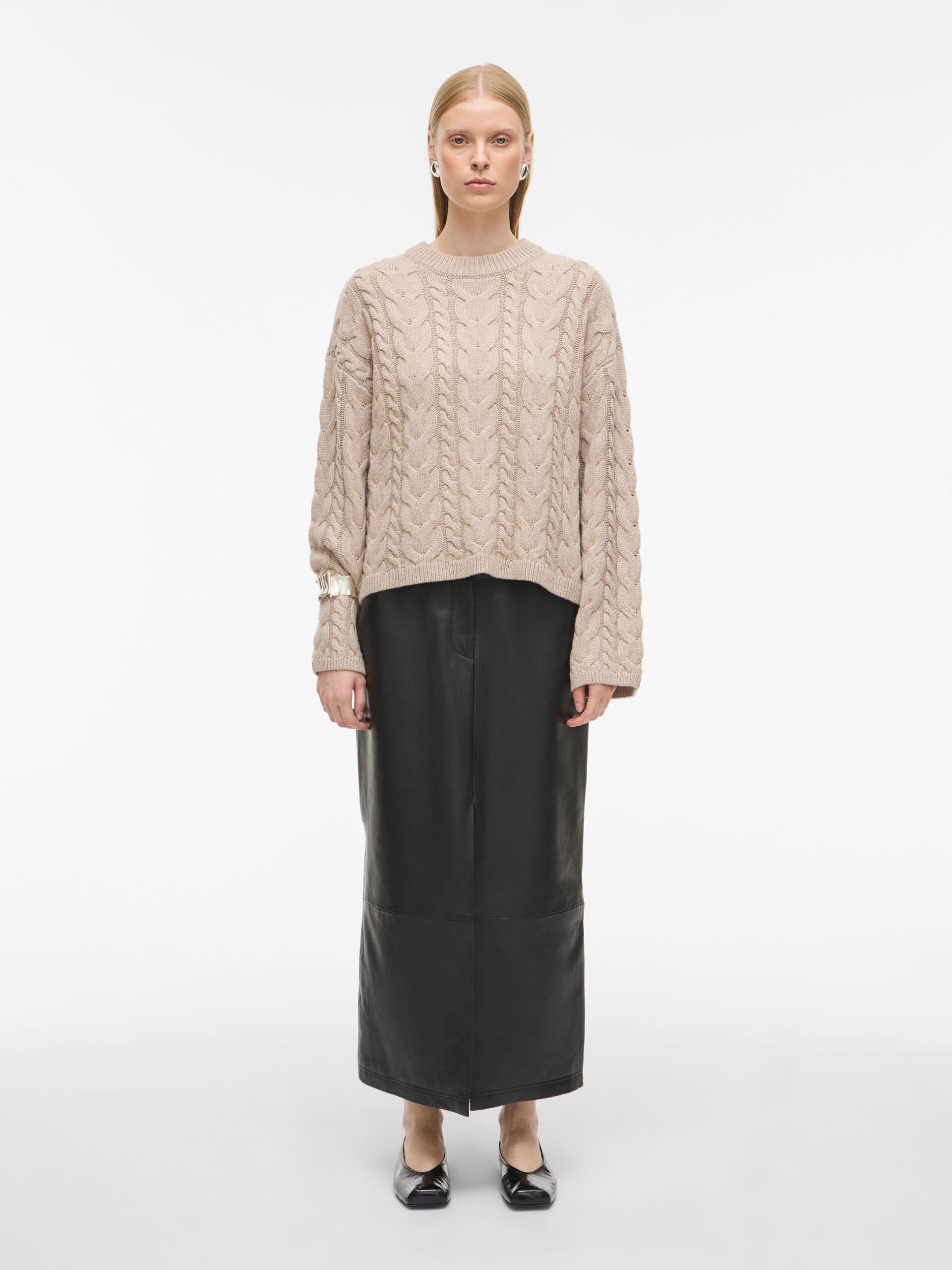 Carousel image - ROUND NECK KNITTED PULLOVER, Oatmeal | 4