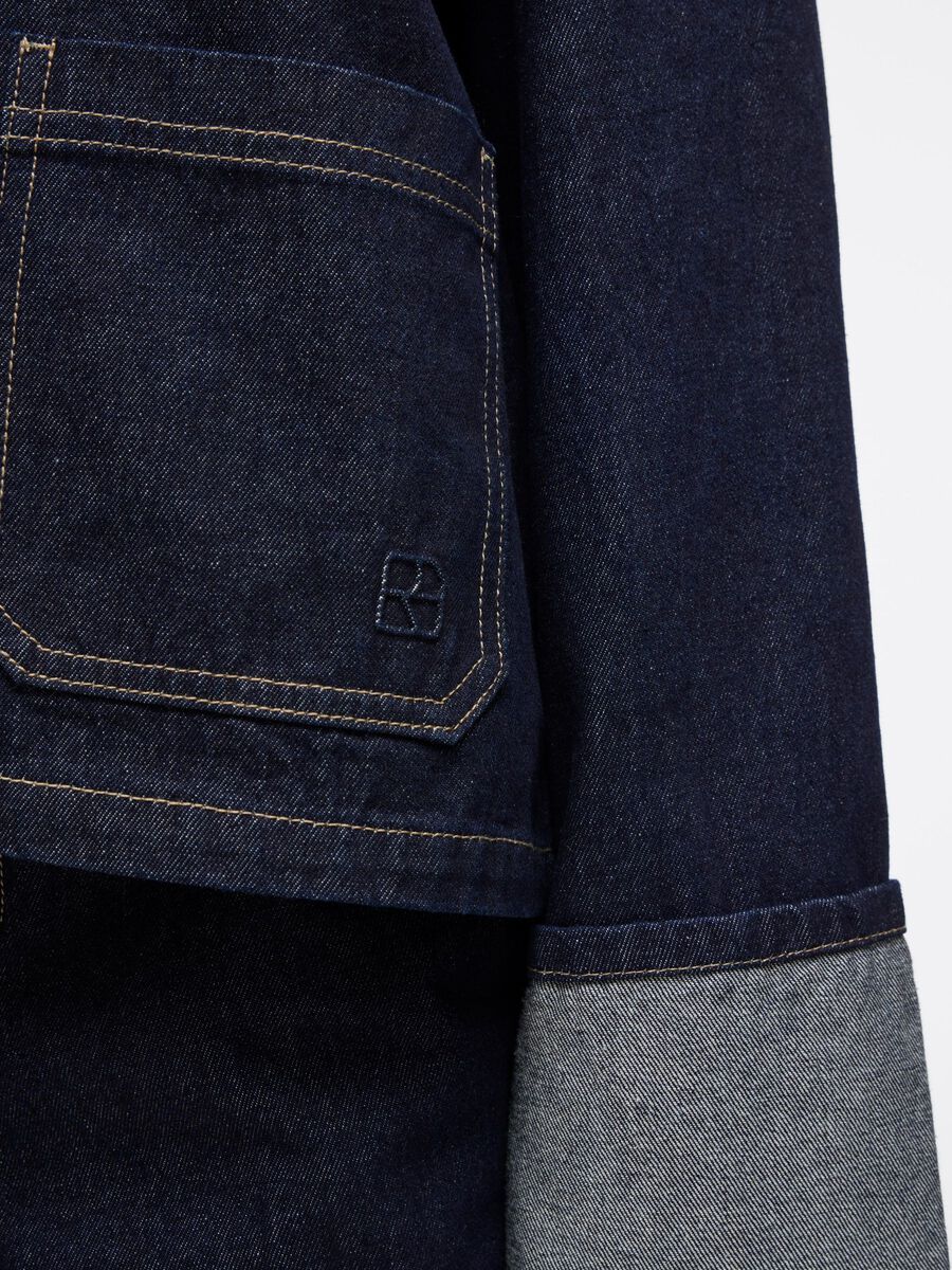 Carousel image - BUTTONED DENIM JACKET, Dark Medium Blue Denim | 3