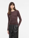 Product image thumbnail - ROUND NECK LONG SLEEVED TOP, Seal Brown | 1
