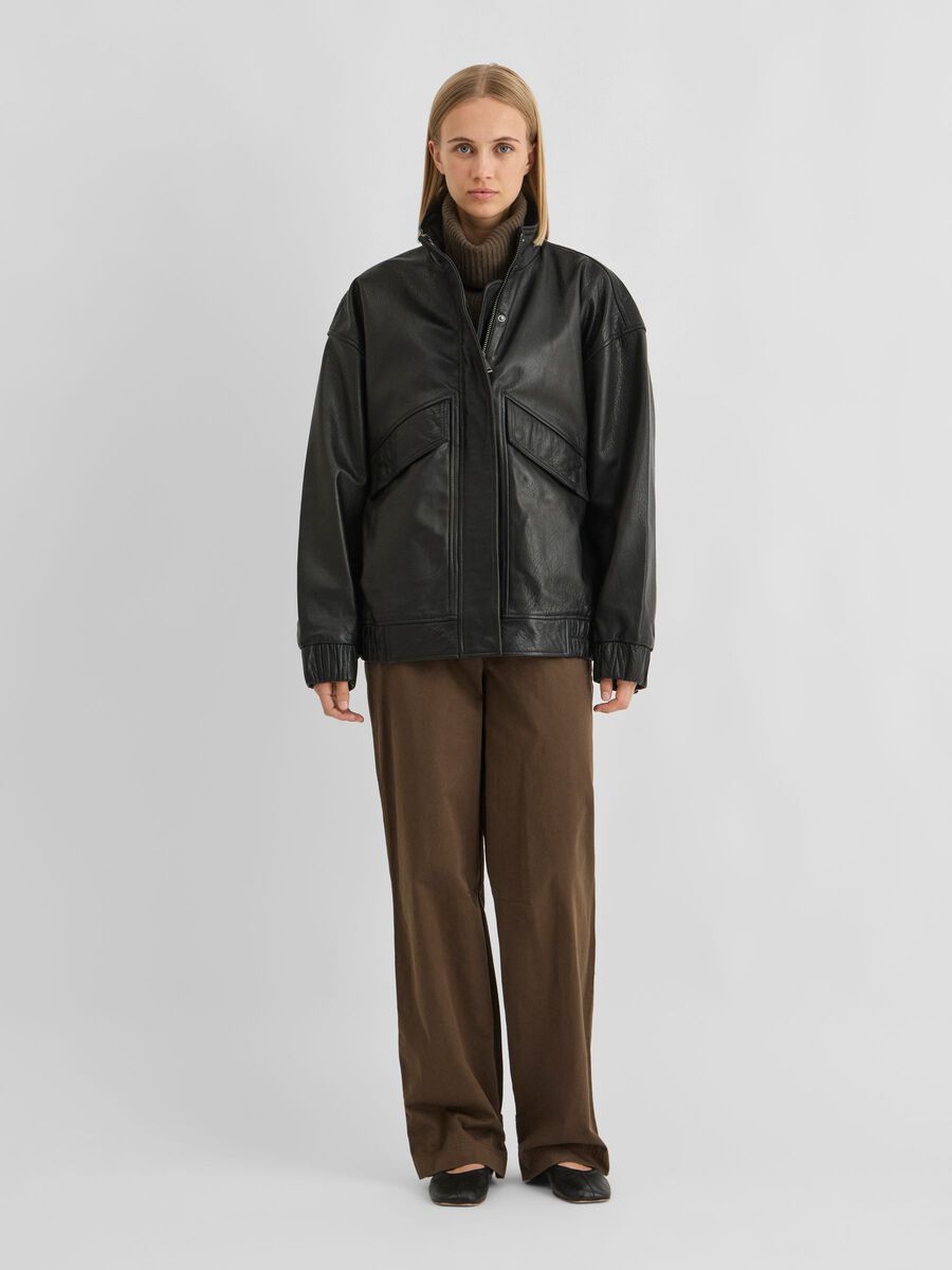 Carousel image 1 OVERSIZED LEATHER JACKET, Meteorite