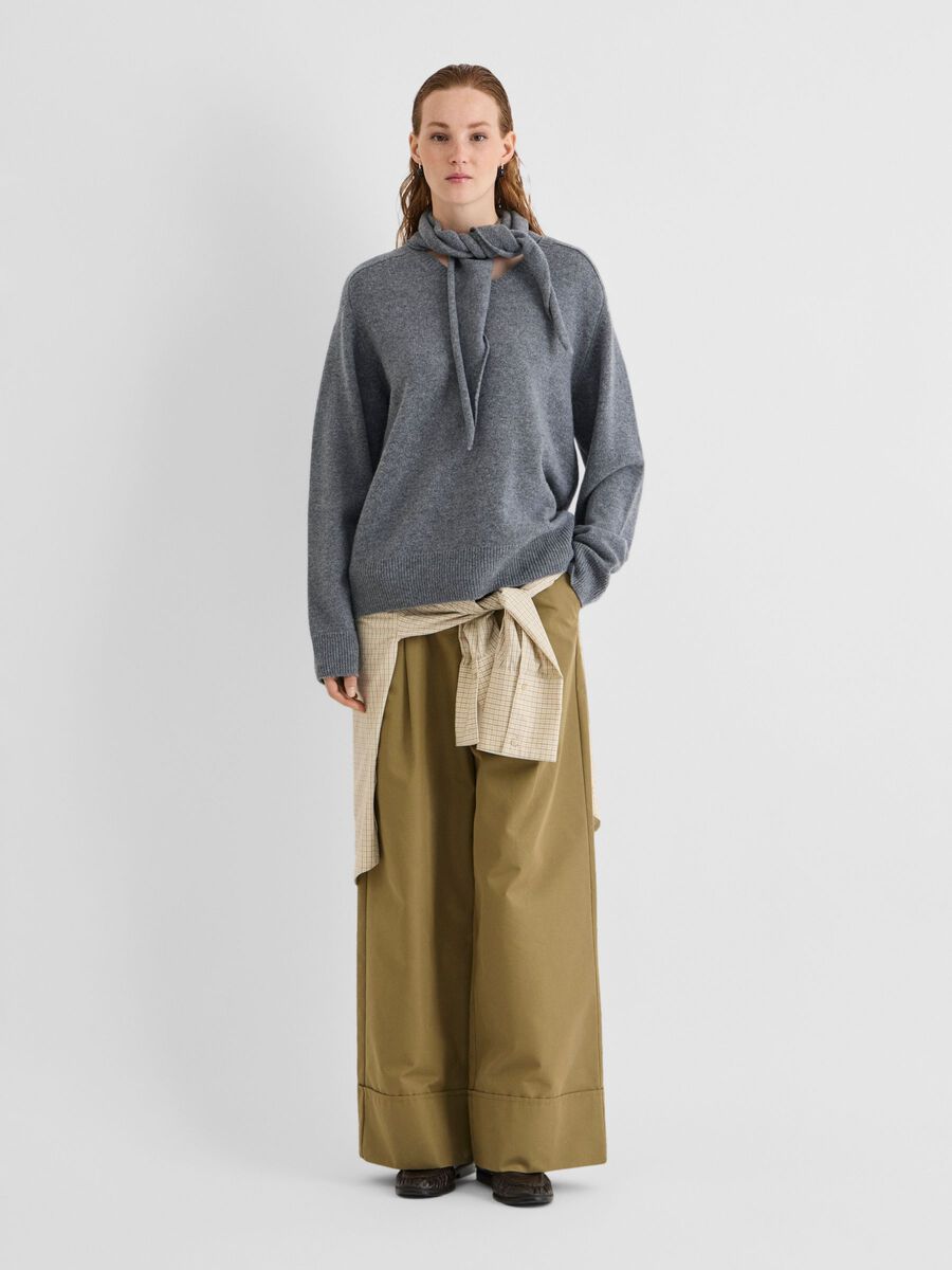 Product tile image - SCARF KNITTED PULLOVER, Dark Grey Melange | 14118729_DarkGreyMelange