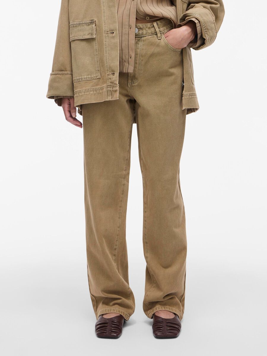 VILA MID-WAIST STRAIGHT FIT JEANS, Petrified Oak, highres - 14108481_PetrifiedOak_003.jpg