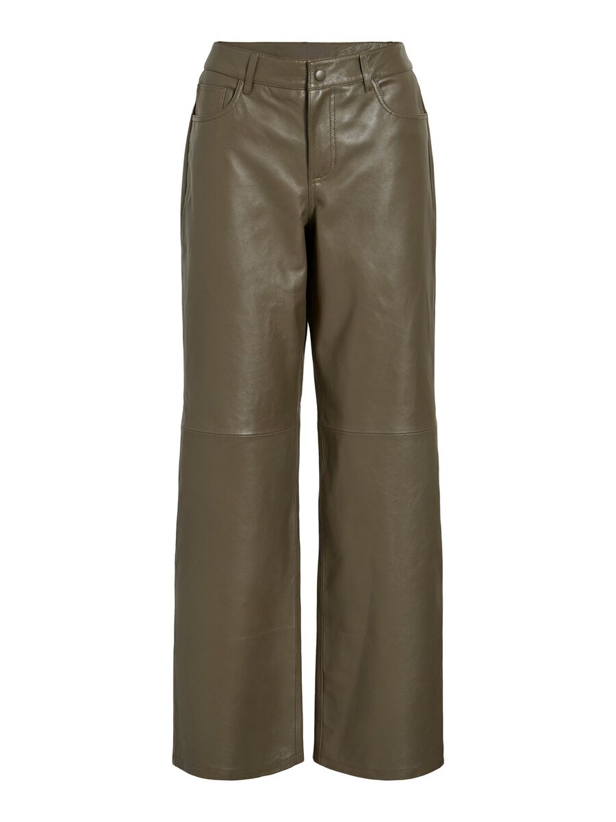 Product tile image - MID-WAIST LEATHER TROUSERS, Canteen | 14118077_Canteen