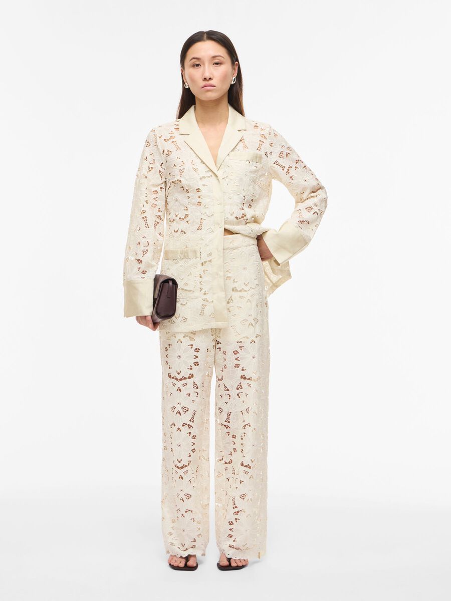Product tile image - LACE HIGH WAISTED TROUSERS, Birch | 14103497_Birch