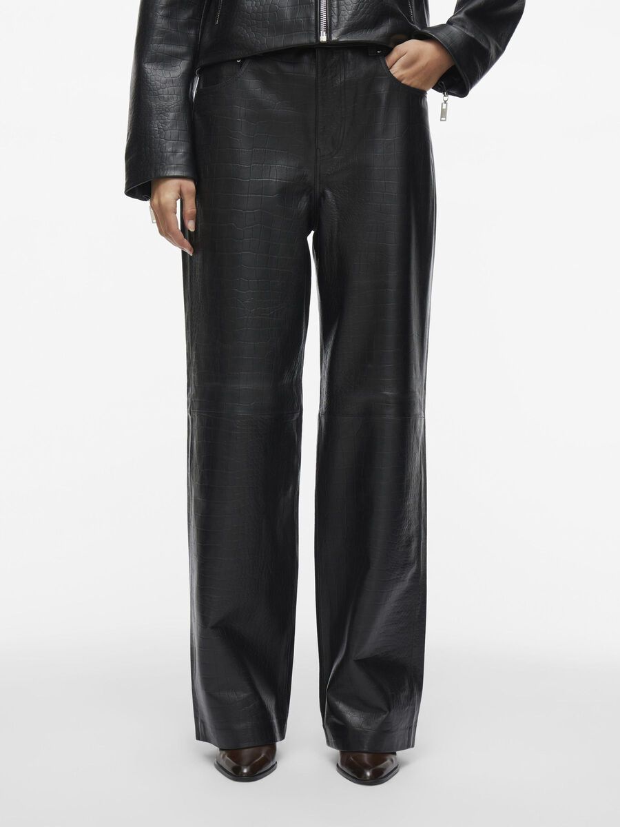VILA HIGH WAIST LEATHER TROUSERS, Meteorite, highres - 14102853_Meteorite_003.jpg