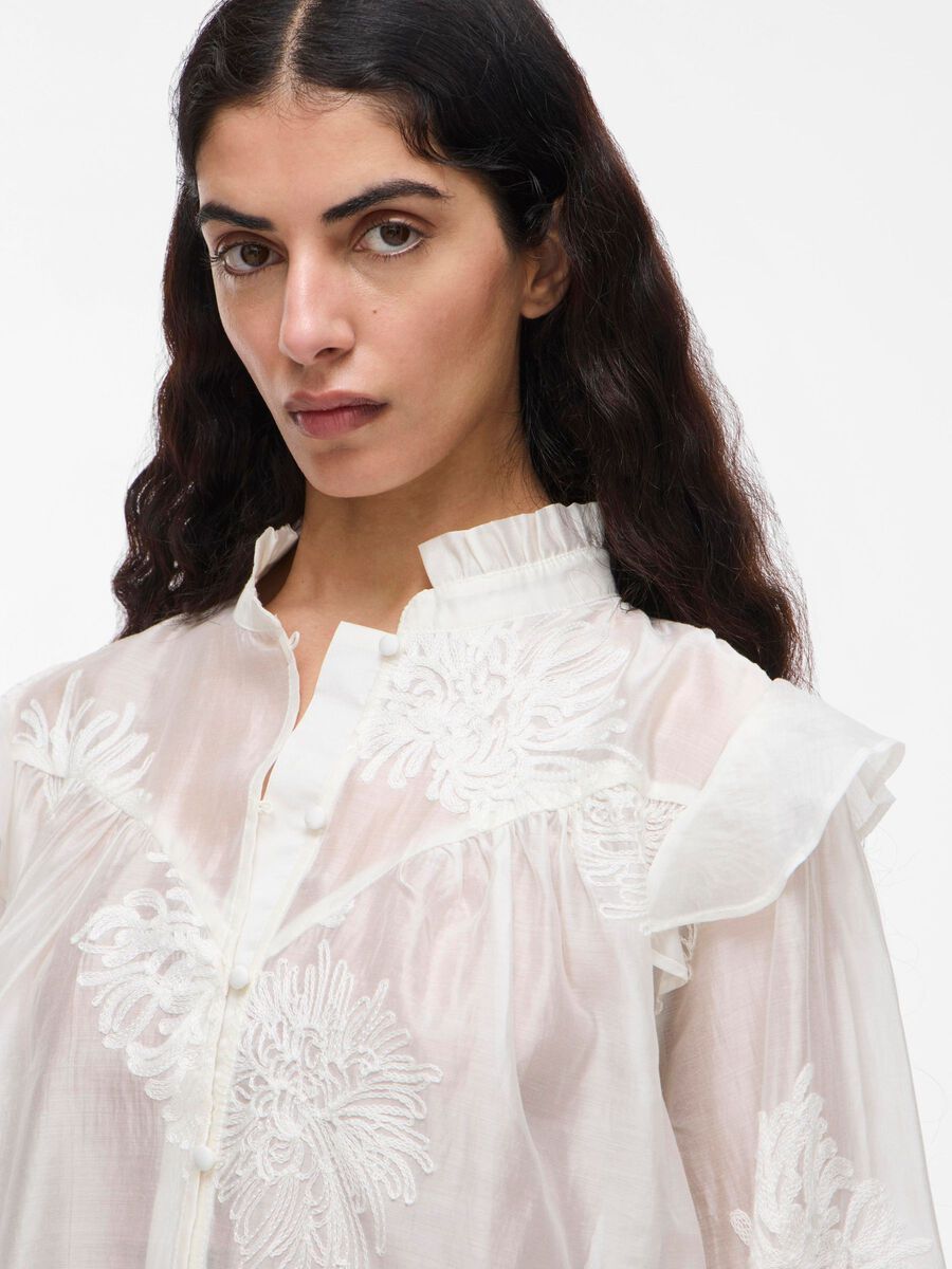 Carousel image - RUFFLE COLLAR LONG SLEEVED SHIRT, Cloud Dancer | 3