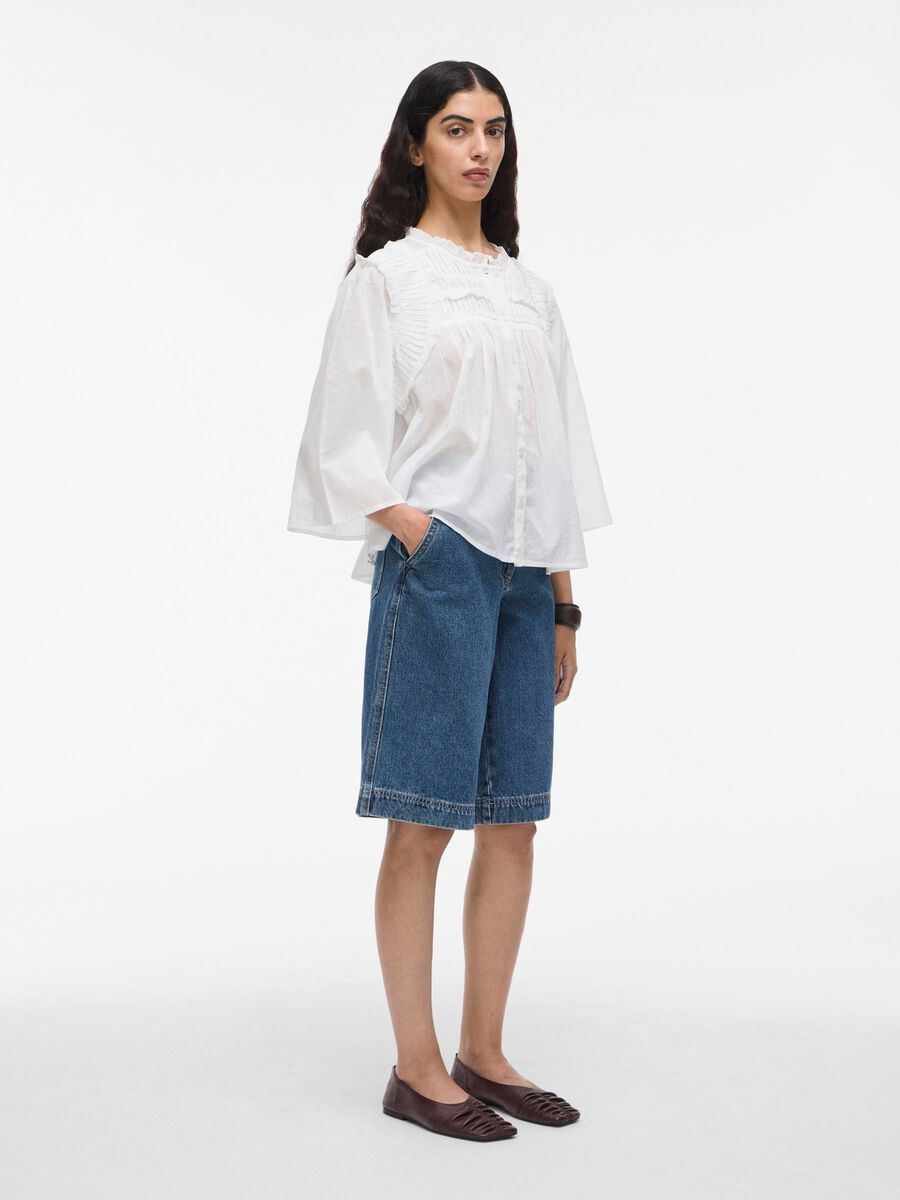 VILA MANDARIN COLLAR 3/4 SLEEVED SHIRT, Cloud Dancer, highres - 14108009_CloudDancer_005.jpg