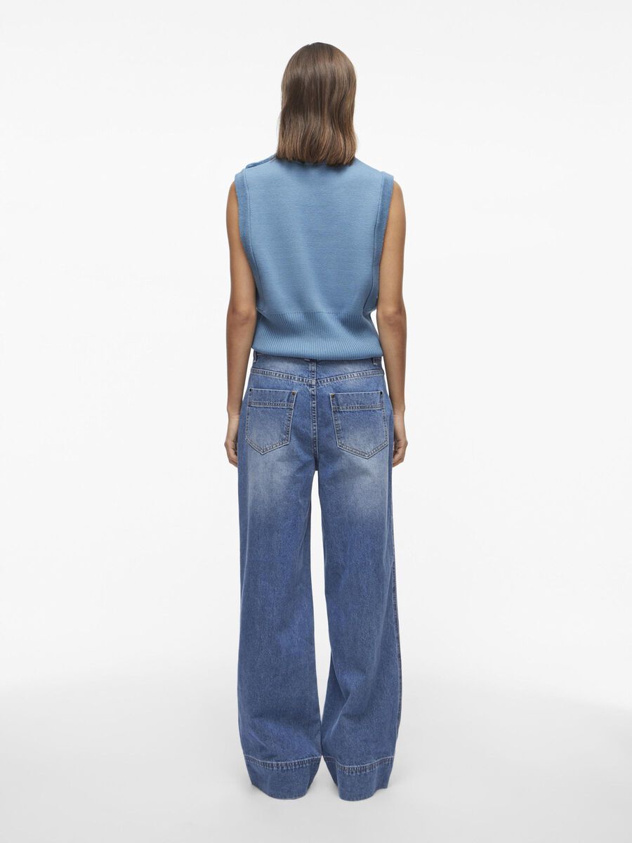 VILA HIGH WAIST WIDE LEG JEANS, Dark Blue Denim, highres - 14103283_DarkBlueDenim_004.jpg