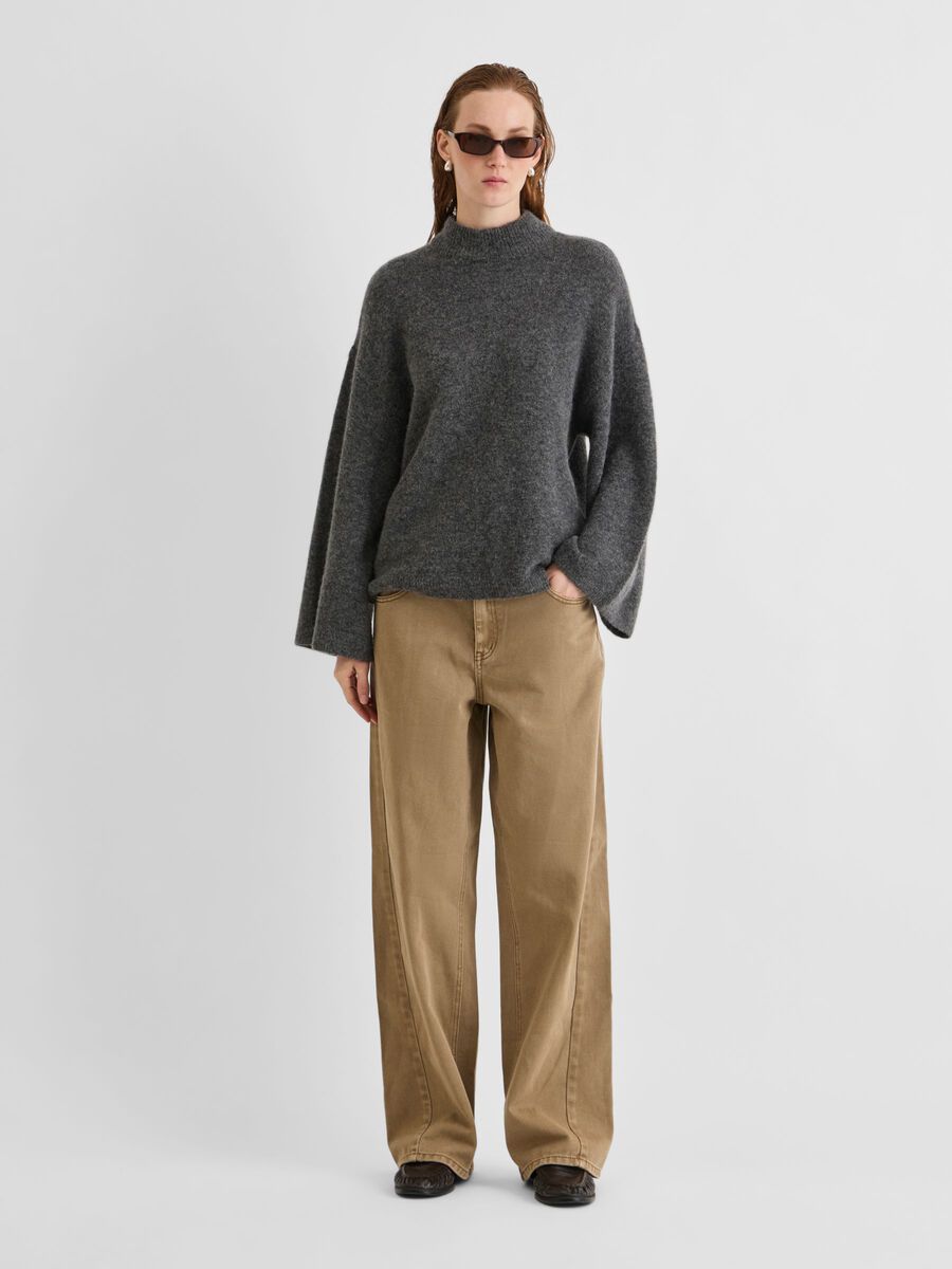 Product tile image - HIGH NECK KNITTED PULLOVER, Dark Grey Melange | 14119291_DarkGreyMelange