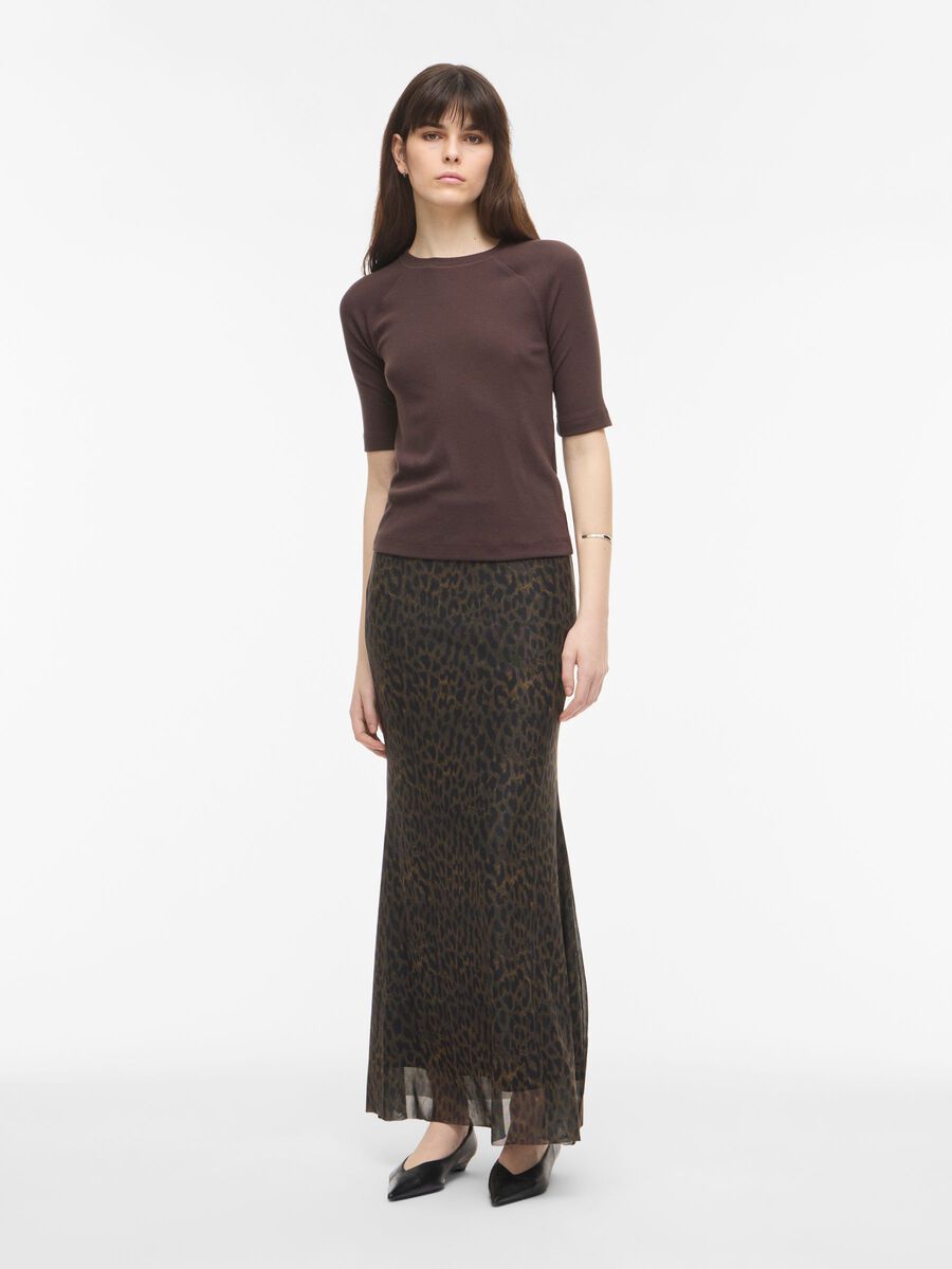 Carousel image - ROUND NECK SHORT SLEEVED TOP, Seal Brown | 4