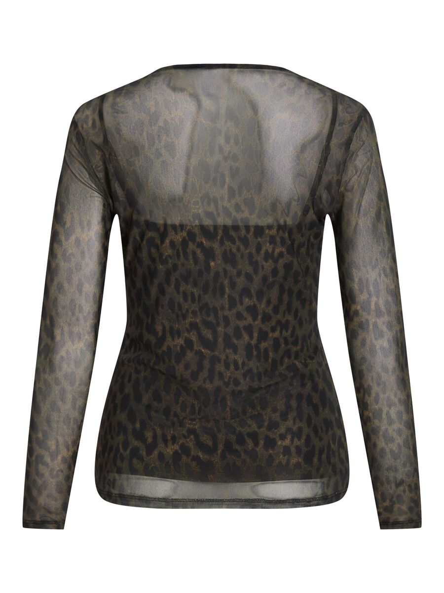 Carousel image - MESH LONG SLEEVED TOP, Dull Gold | 2