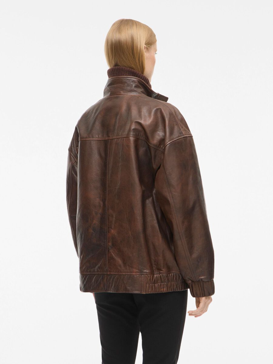 Carousel image - OVERSIZED LEATHER JACKET, Chicory Coffee | 2