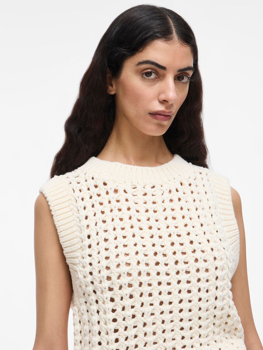 Carousel image - ROUND NECK KNITTED VEST, Birch | 3