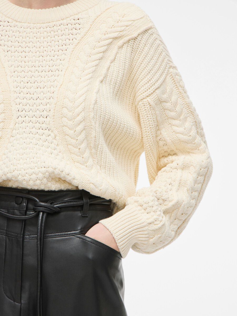 Carousel image - CABLE KNITTED PULLOVER, Birch | 3